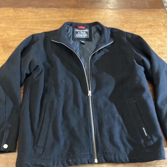 Vintage Black Abercrombie & Fitch Jacket XL Wool Blend‎ Coat Y2K Men - Picture 1 of 9